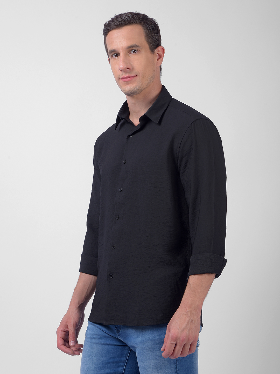 Numero Uno Men Solid Black Regular Fit Shirt